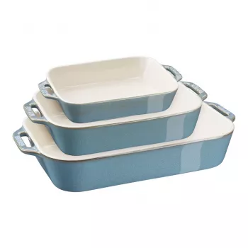 Staub 40508-172-0 keramikos stačiakampis kepimo indų rinkinys, 3 dalių, antikinio turkio spalvos