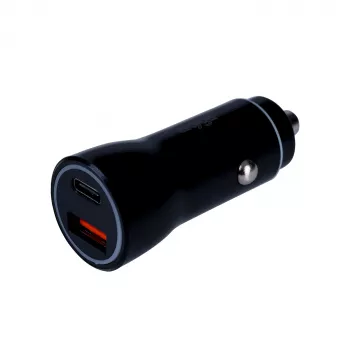 Automobilinis įkroviklis 12/24V Akyga AK-CH-16 36W USB-A + USB-C PD Quick Charge 3.0 5-12V / 1.5-3A juodas