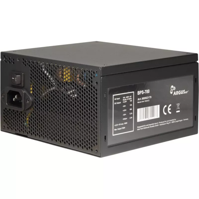 INTER-TECH ArgusNT BPS-700 Maitinimo blokas 120mm Ventiliatorius Active PFC 6xSATA 4x PCI-E 6+2 2x 4+4pin 80+ Bronze 230V EU (88882179)
