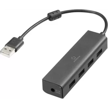 Renkforce RF-6382720 USB-Hub 4 prievadų USB-A USB 2.0 480 Mbit/s Juodas RF-USBH-110 (RF-6382720)