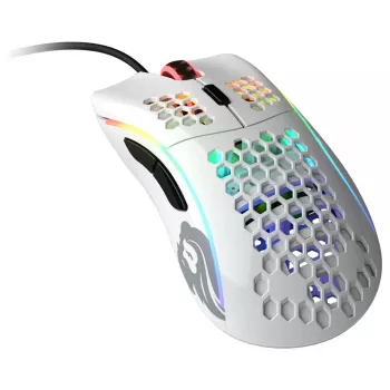 Glorious Model D žaidimų pelė – balta, blizgi + Grip Tape juoda