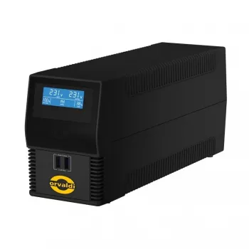 UPS ORVALDI I650 0.6 kVA (360 W) su LCD ekranu ir USB, 4x IEC išėjimai