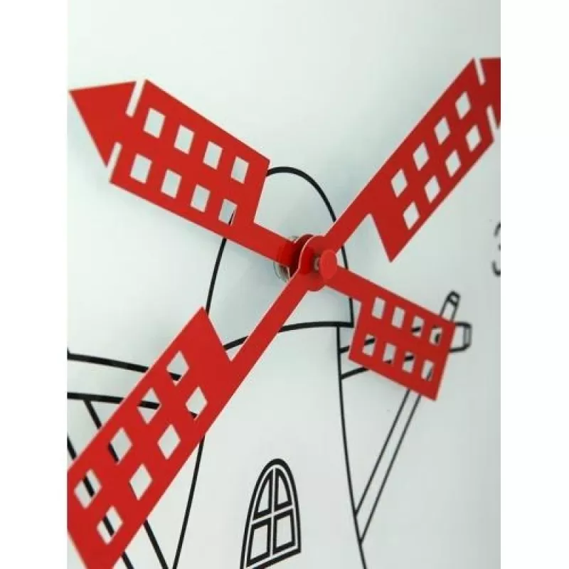 NeXtime klok 8807 Windmil, Ø30 cm, sieninis, balta/juoda/raudona