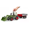 Traktorius BRUDER Fendt Vario 211 su priekiniu krautuvu ir šonine priekaba
