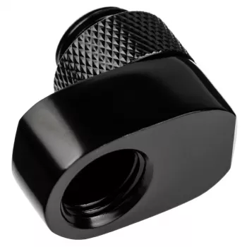 Alphacool 17601 — Žalvarinė kompiuterio aušinimo sistemos jungtis, pasukama, 16 mm poslinkis, juoda, 1 vnt.