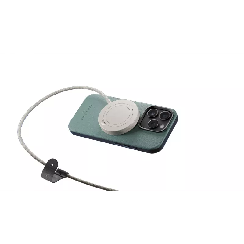 Belaidis įkroviklis stovas native union Snapstand Qi2, smiltainio spalva, maitinamas USB, 1,5 m laidas