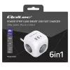Power Cube QOLTEC 52547 maitinimo blokas 3×AC lizdai, 2×USB-A, 1×USB-C PD 20W