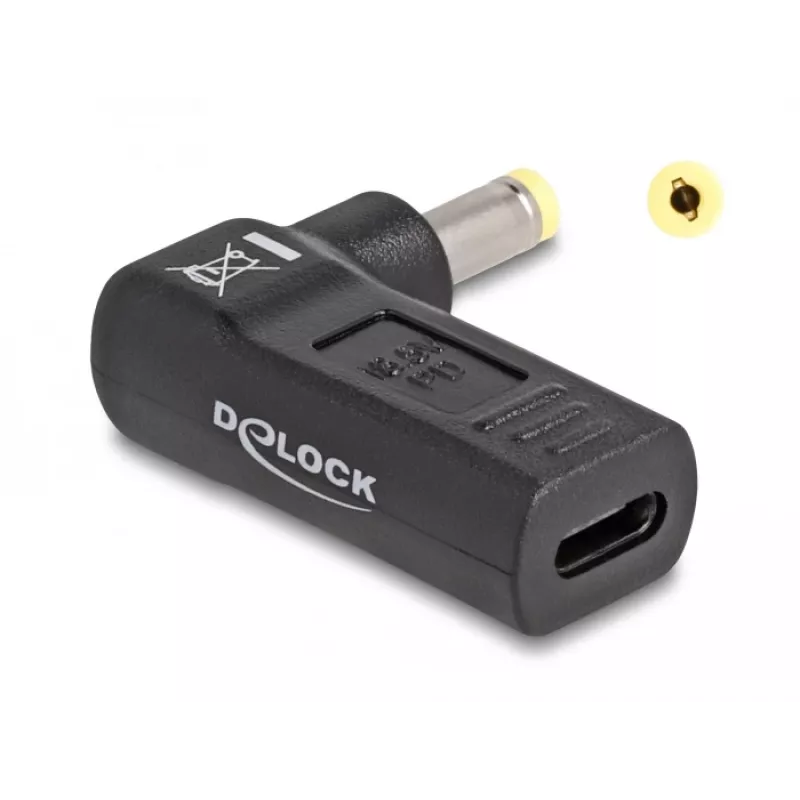 DeLOCK adapteris USB Type-C moteriškas į HP 4,8 x 1,7 mm vyriškas 90° kampu