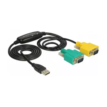USB-A į DB-9 (RS-232) kabelis DeLOCK 63466, 1,5 m, juoda/žalia/geltona