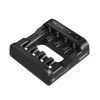 Baterijų įkroviklis XTAR 4 lizdai AA/AAA (Li-ion, NiMH) USB-C, LED indikatoriai, juodas