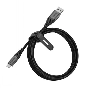 OtterBox Premium USB-C laidas (vyriškas USB-C į vyrišką USB-A), USB 2.0, 3 A, 2,0 m, Dark Ash Black (78-52665)