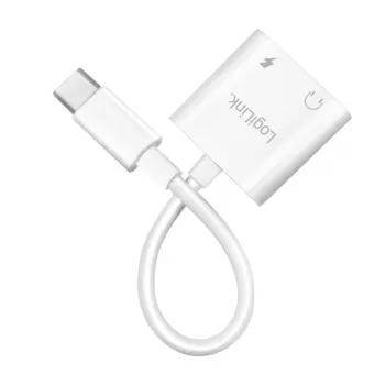 LogiLink USB-C garso adapteris USB-C/M į 2x USB-C/F 60W PD baltas
