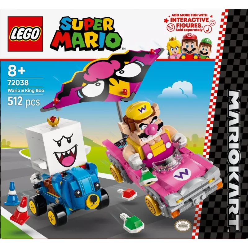 LEGO 72038 Super Mario Mario Kart Wario King Buu Huu – konstrukcinis žaidimų rinkinys su veikėjų figūrėlėmis ir trasos elementais