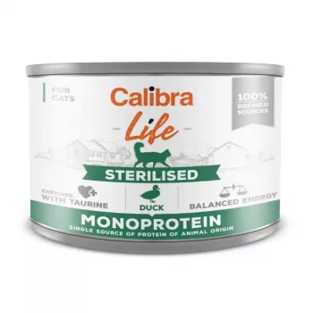 Šlapias ėdalas katėms Calibra Cat Life Sterilised Duck 200 g – pate sterilizuotoms suaugusioms katėms, vieno baltymo