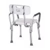 Kėdė dušui ActionMed KP300AM su atlošu ir porankiais, polipropilenas, reguliuojamas aukštis 43–56 cm, sėdynė 40×33 cm, max svoris 110 kg