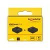 DeLock HDMI 2:1 dvipusis jungiklis 4K 60 Hz kompaktiškas – Mažmeninė dėžutė – Vaizdo/garso perjungiklis – 2 x HDMI – stalinis (64072)