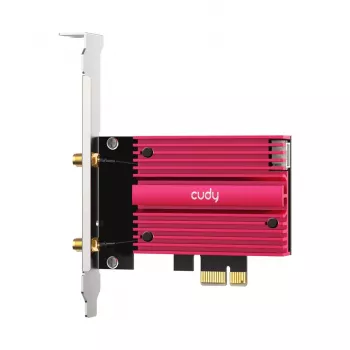 Vidinė WLAN Bluetooth tinklo plokštė Cudy WE9300S PCIe, Wi‑Fi 7 (802.11be) trijuostė 2.4/5/6 GHz, 5765 Mbit/s, Bluetooth 5.4, išorinė 2x2 antena