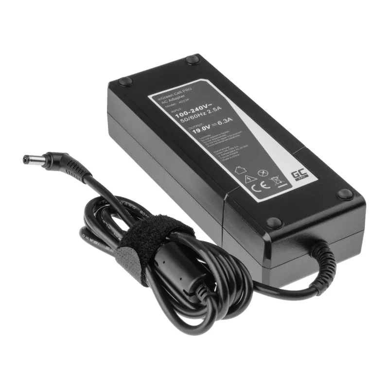Maitinimo adapteris / inverteris Green Cell AD22P 120 W 19 V 6,3 A, skirtas ASUS nešiojamiesiems kompiuteriams, vidaus naudojimui, juodos spalvos