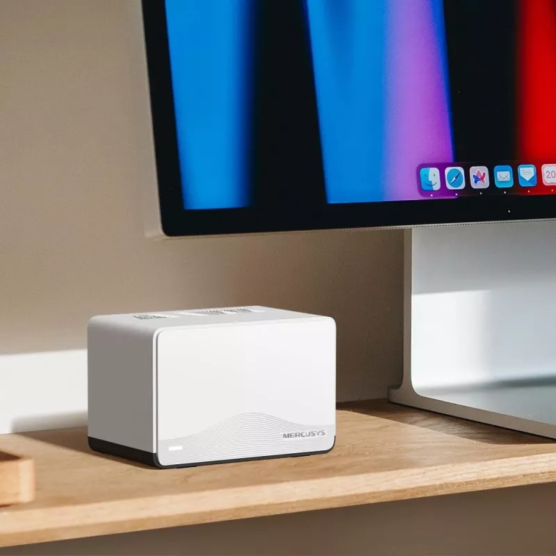 Tinklo sistema MERCUSYS Halo H27BE (3 vnt.) Dviejų juostų 2,4/5 GHz Wi‑Fi 6, 3568 Mb/s, 3x LAN prievadai, vidinės antenos, balta