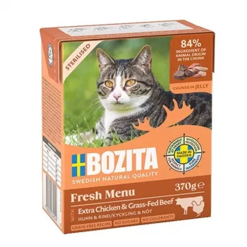 BOZITA Fresh Menu Sterilised Extra Chicken with beef - šlapias ėdalas katėms - 370g