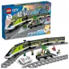 LEGO 60337 City Express keleivinis traukinys nuotolinio valdymo rinkinys su veikiančiais priekiniais žibintais, 2 vagonais ir 24 bėgių dalimis