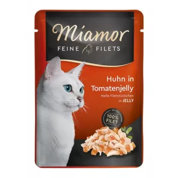 Šlapias kačių maistas Miamor MIAMOR Feine Filets 100 g pakelis – vištiena ir pomidoras, suaugusioms katėms, linkusioms į antsvorį