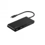 Belkin Connect USB-C centras, USB Type-C, HDMI, USB 2.0 Type-A, USB 3.2 Gen 1 Type-C, MicroSD, SD, juodas, apvalus kabelis, 0,2 m