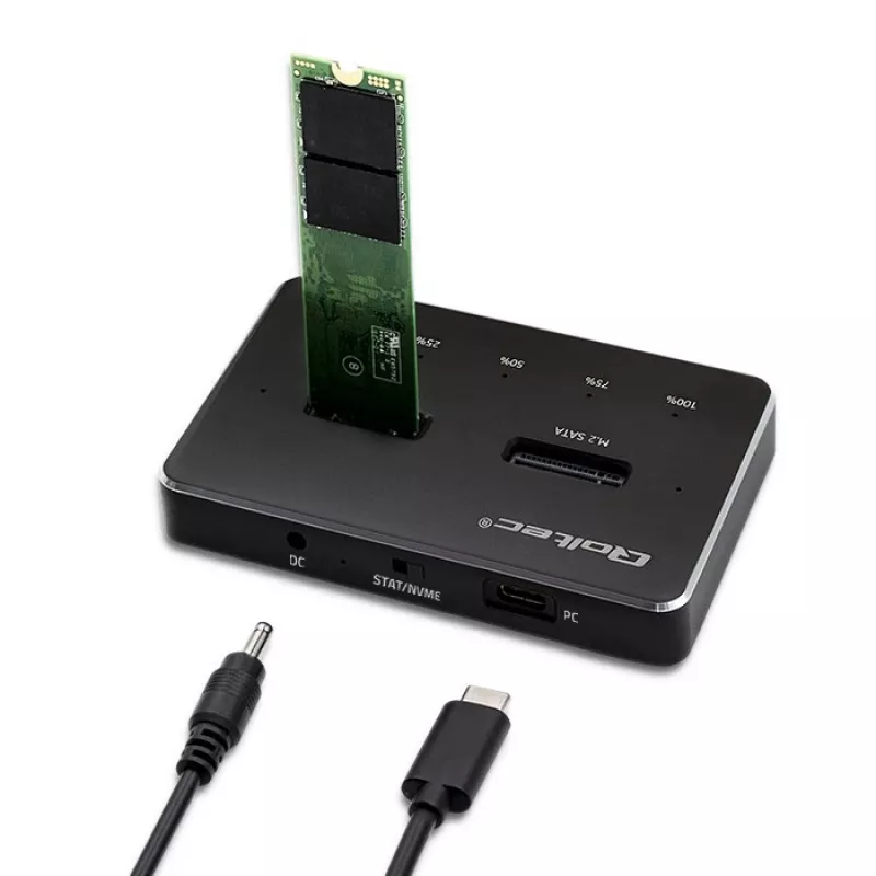 Qoltec 52274 M.2 SSD diskų dokavimo stotelė | NVMe | SATA | USB-C | DVIEJŲ 2 x 2TB