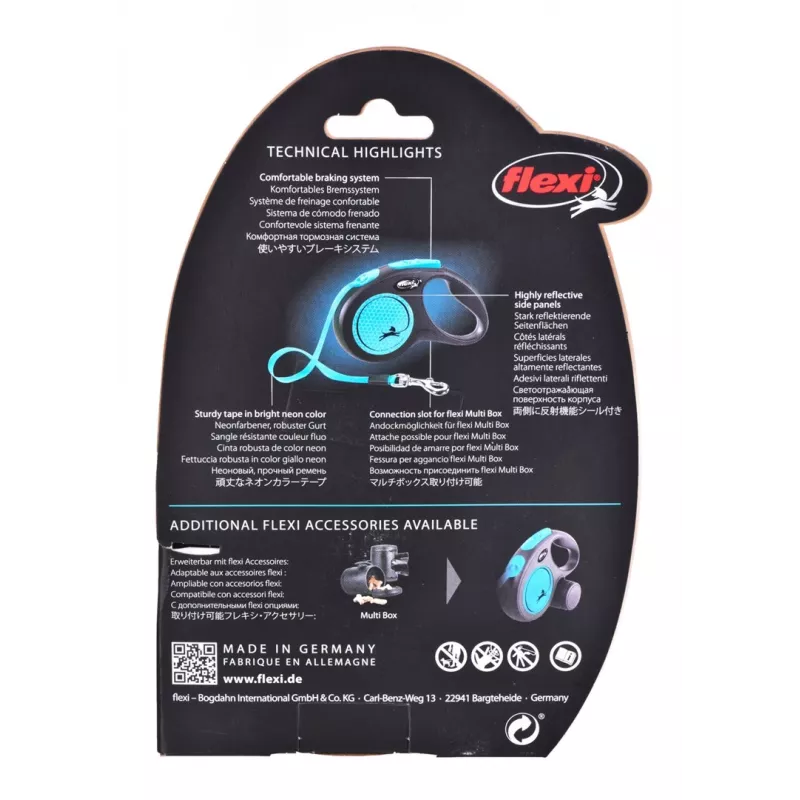 FLEXI New Neon M – ištraukiamas pavadėlis – 5 m