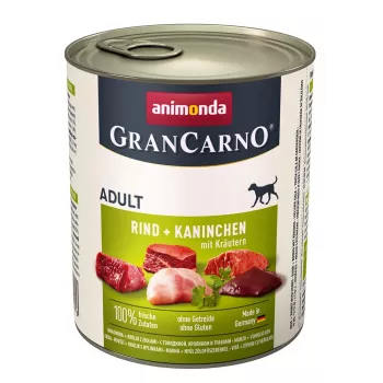 Šlapias šunų ėdalas animonda GranCarno Jautiena + Triušis su žolelėmis 800 g, suaugusiems, skardinė