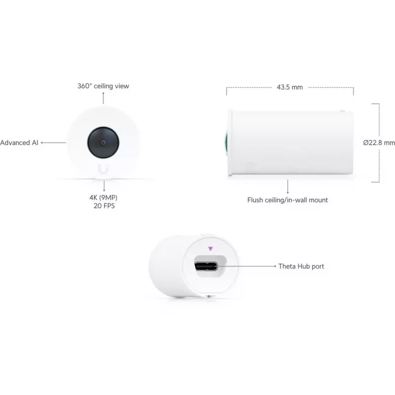 Ubiquiti UniFi AI Theta 360 objektyvas 4K 360° UVC-AI-Theta-Lens-360