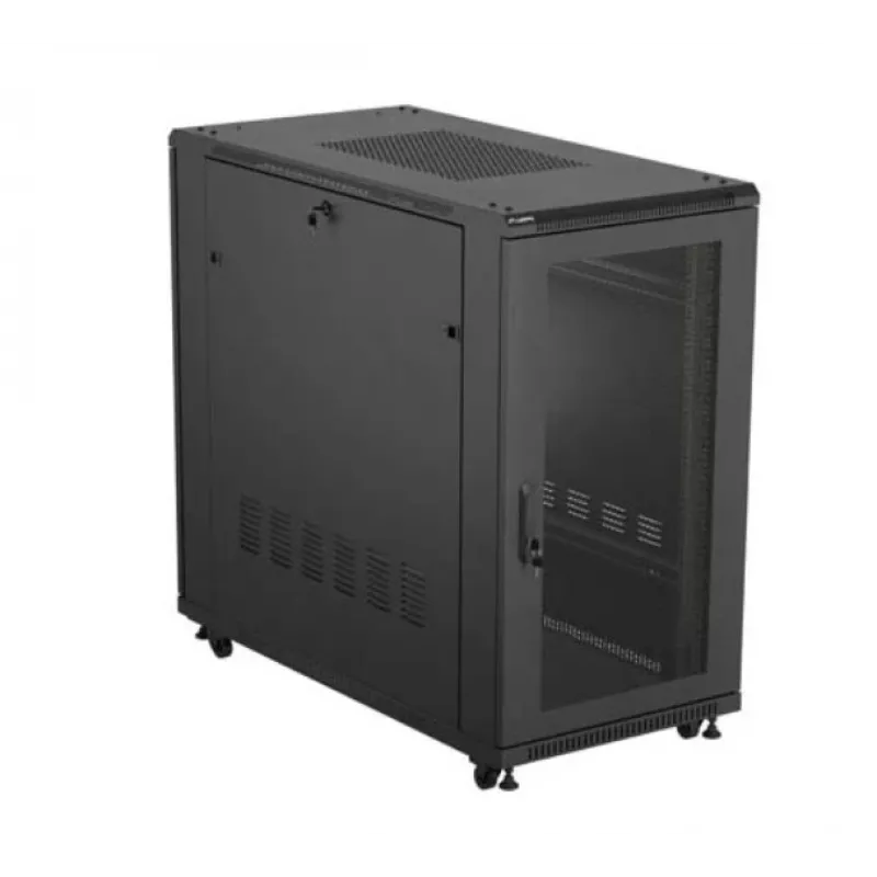 19 colių stelažo spinta LANBERG FF01-6222-23B 22U 600x1200 mm juoda perforuotomis durelėmis