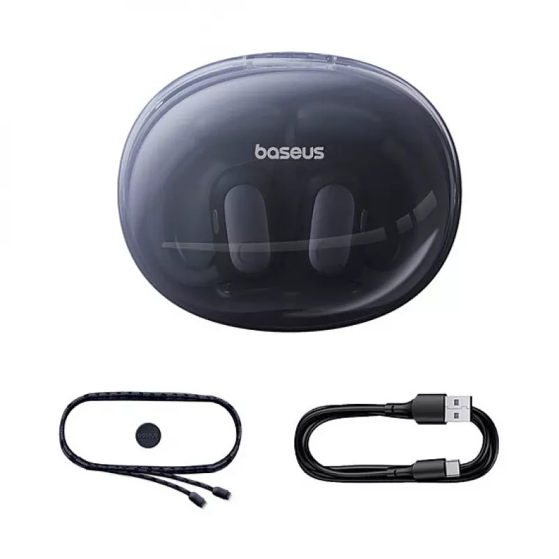 Baseus Eli Sport 1 atviro tipo belaidės ausinės Cosmic Black su USB laidu