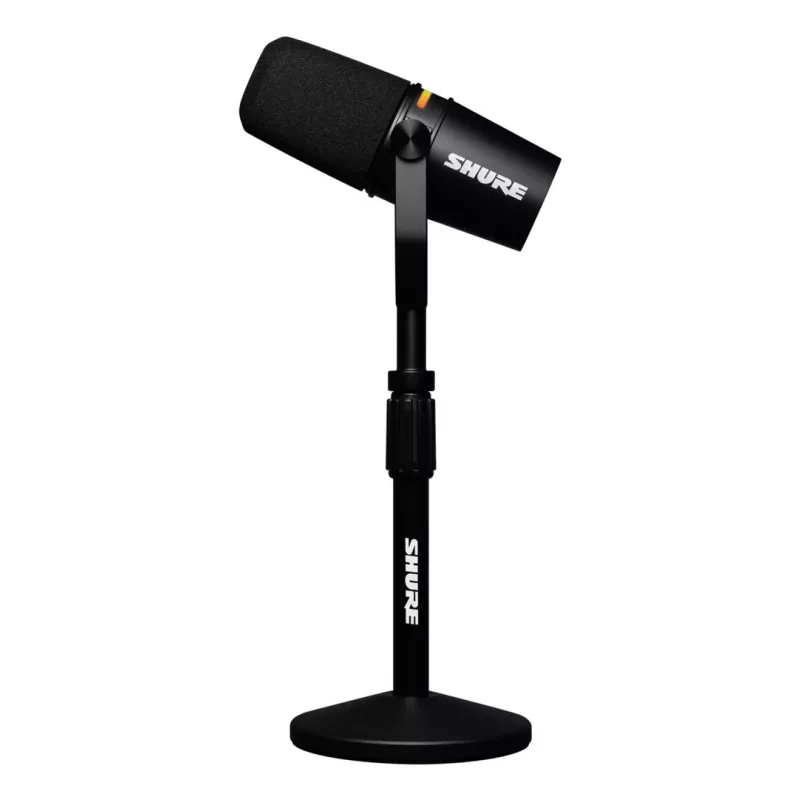 Shure MV7+-K-BNDL – lektoriaus/vokalinis mikrofonas su XLR/USB-C jungtimi, juodas + stalinis stovas GATOR