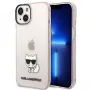 Karl Lagerfeld KLHCP14MCTRI Kietasis dėklas iPhone 14 Plus / 15 Plus 6,7 inch rožinis / permatomas rožinis su Choupette siluetu