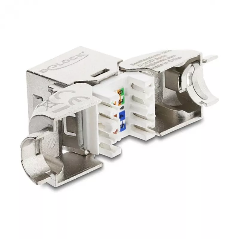 DeLOCK Keystone modulis RJ45 kištukas į LSA Cat.6A metalinis fiksatorius beįrankis 90° kampu ekranuotas