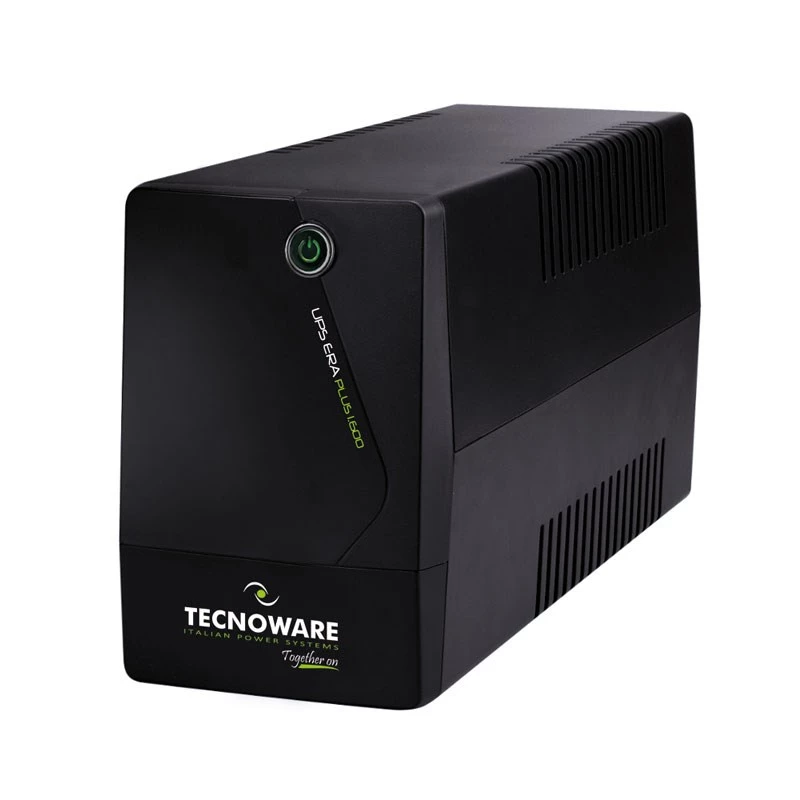 Nepertraukiamo maitinimo šaltinis TECNOWARE Era Plus 1600 – Line-Interactive UPS 1,6 kVA / 1120 W, 2 AC lizdai, USB Type-B, juodas