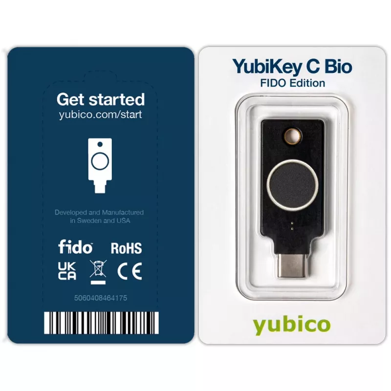 YubiKey C Bio FIDO Edition Yubico juodas belaidis autentifikacijos raktas