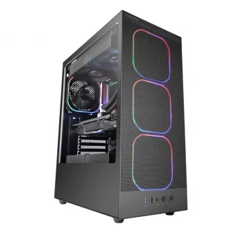 Korpusas TACENS MARS MC‑NEBULA Midi Tower su grūdintu stiklu, keturiais 120 mm aRGB ventiliatoriais, palaiko ATX, GPU iki 30,2 cm
