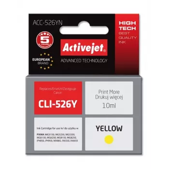 Activejet ACC-526YN rašalo kasetė (Canon CLI-526Y pakaitalas; Supreme; 10 ml; geltona)