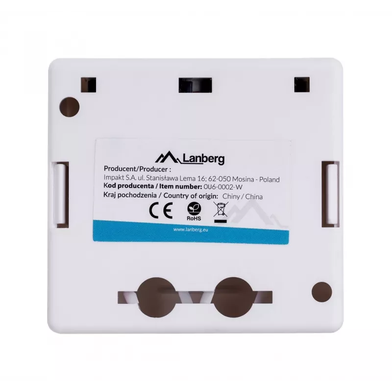LANBERG OU6-0002-W kištukinis lizdas RJ-45 Cat6 baltas, 2 prievadai, 30×54×57 mm