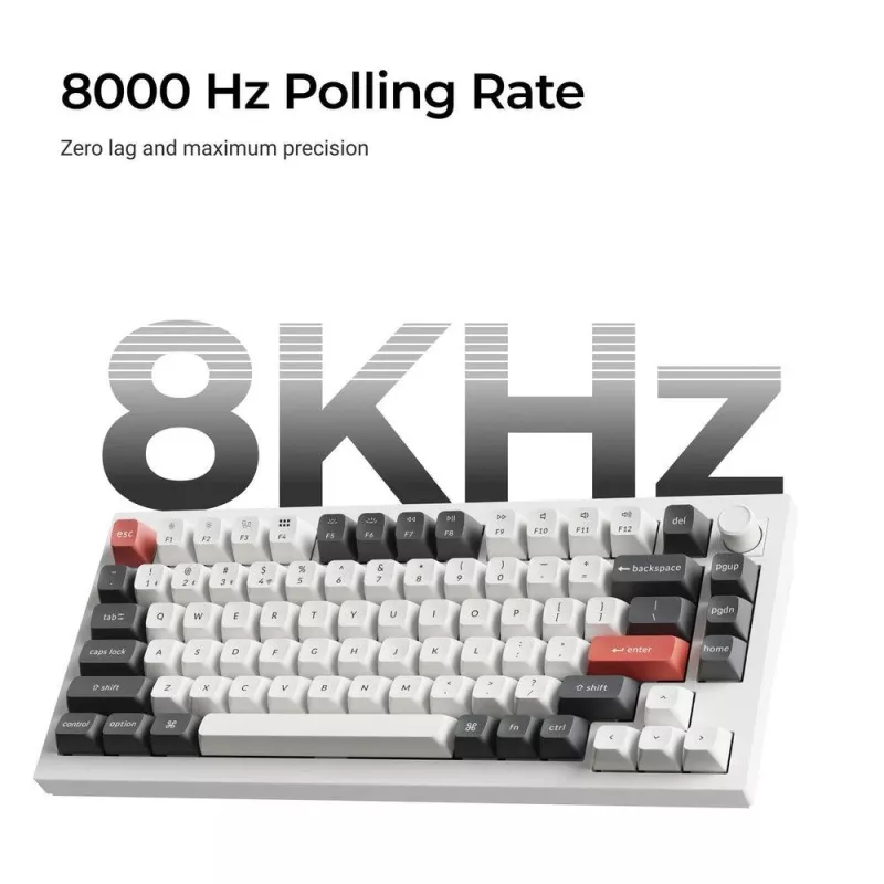 Mechaninė 75% klaviatūra Keychron Q1 Ultra 8K — USB + RF belaidis + Bluetooth, RGB, juoda