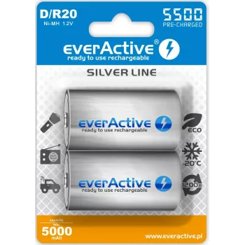 Įkraunama baterija everActive EVHRL20-5500 D NiMH 1,2V 5500mAh, pakuotė po 2 vnt.
