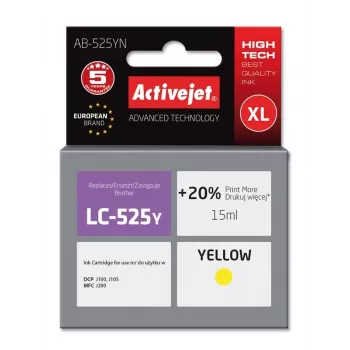 Activejet AB-525YN rašalas (atitikmuo Brother LC525Y; Supreme; 15 ml; geltona)