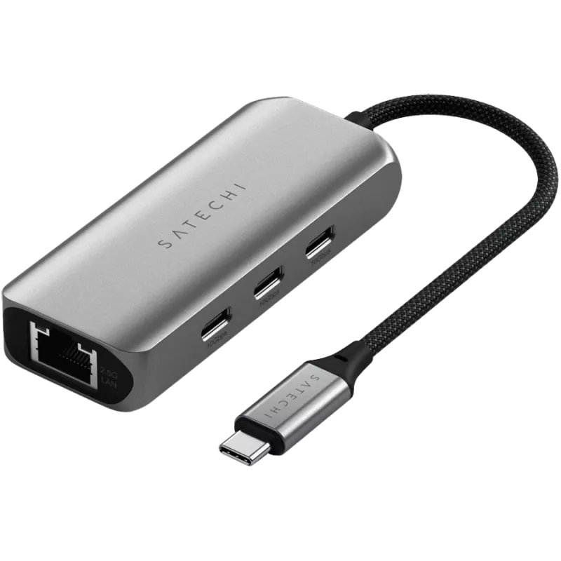 Satechi 4-in-1 dokų stotelė ST-H3C25EM USB-C 3.2 Gen2 pilka