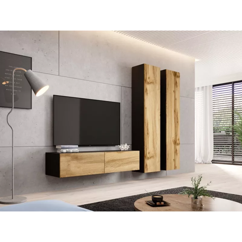 Cama TV stand VIGO 140 30/140/40 Juoda/wotan oak