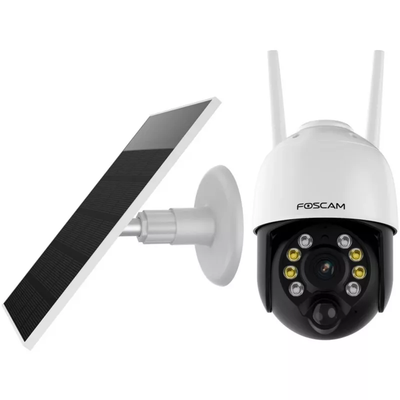IP apsaugos kamera Foscam B4 Dome 4 MP (2560×1440), Wi‑Fi 2,4 GHz, IP65, Saulės + baterija 5000 mAh, 355° pasukimas, 90° pakreipimas