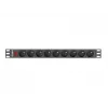 Maitinimo paskirstymo blokas LANBERG PDU-09E-0300-BK — 9x E tipo lizdai, 16 A, 220–250 V, 3 m laidas, 1U, 19 colių