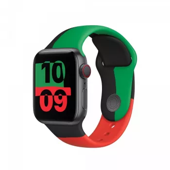 Apple 44mm Black Unity Sport Band S/M juoda žalia raudona