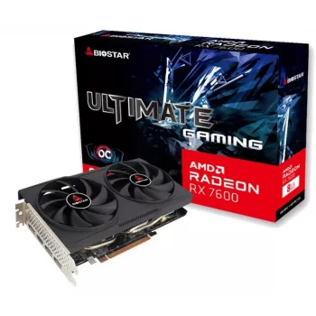 Vaizdo plokštė BIOSTAR Radeon RX 7600 OC – Radeon RX 7600, 8 GB GDDR6, 128 bitų, PCIe 4.0, dviejų ventiliatorių aušinimas